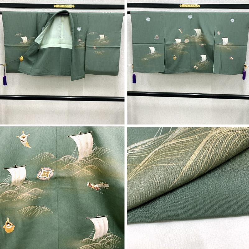 504ab42■七五三 五歳 男児 着物&羽織&袴&角帯 五つ紋■状態良好