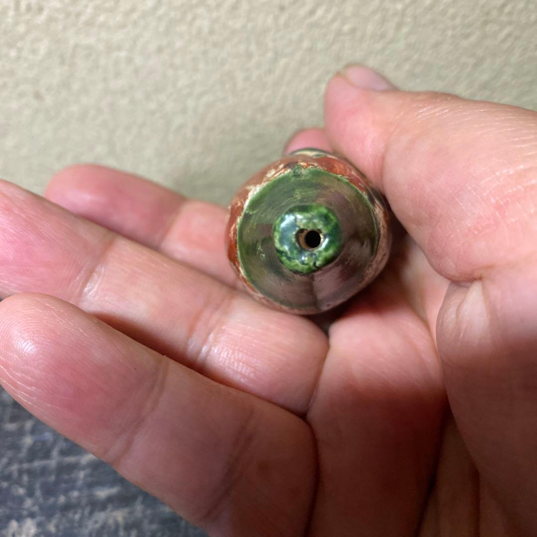 古清水焼　珍品キセル型根付