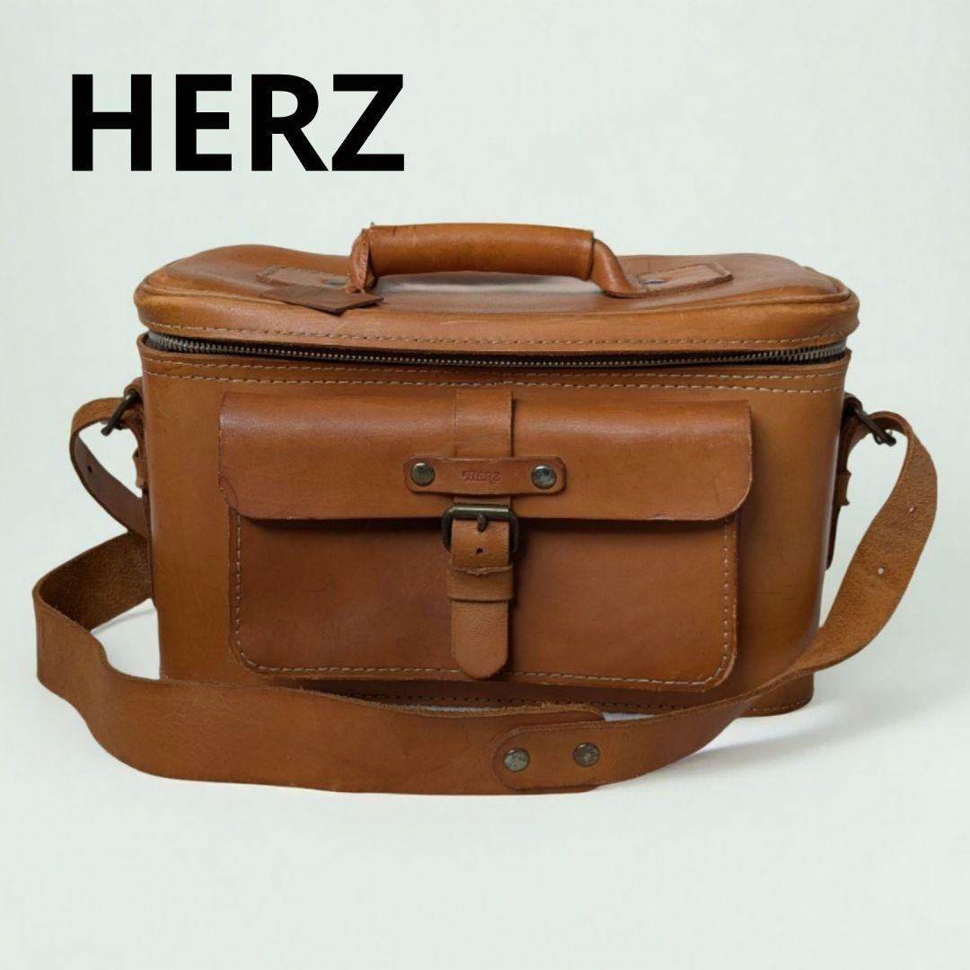 【希少】 HERZ ヘルツ カメラバッグ レザーバッグ キャメル 大型 人気