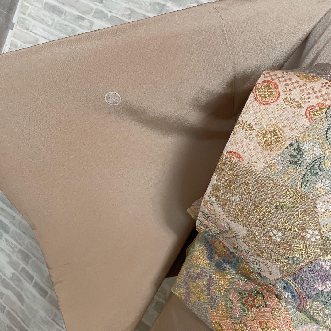 色留袖 フルセット 稲穂 鳥 丸に三つ柏 金駒 金彩 五つ紋 比翼仕立て