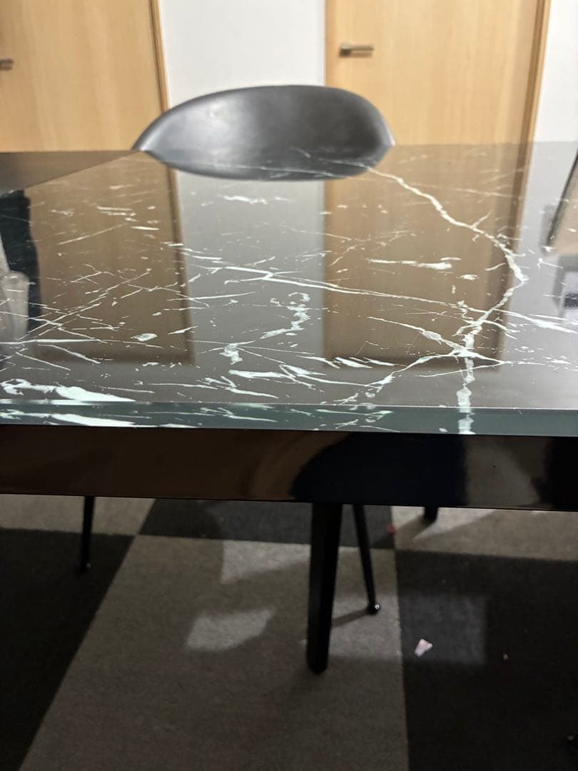 ニトリ 伸長式 ガラステーブル ブラック ※値引相談可