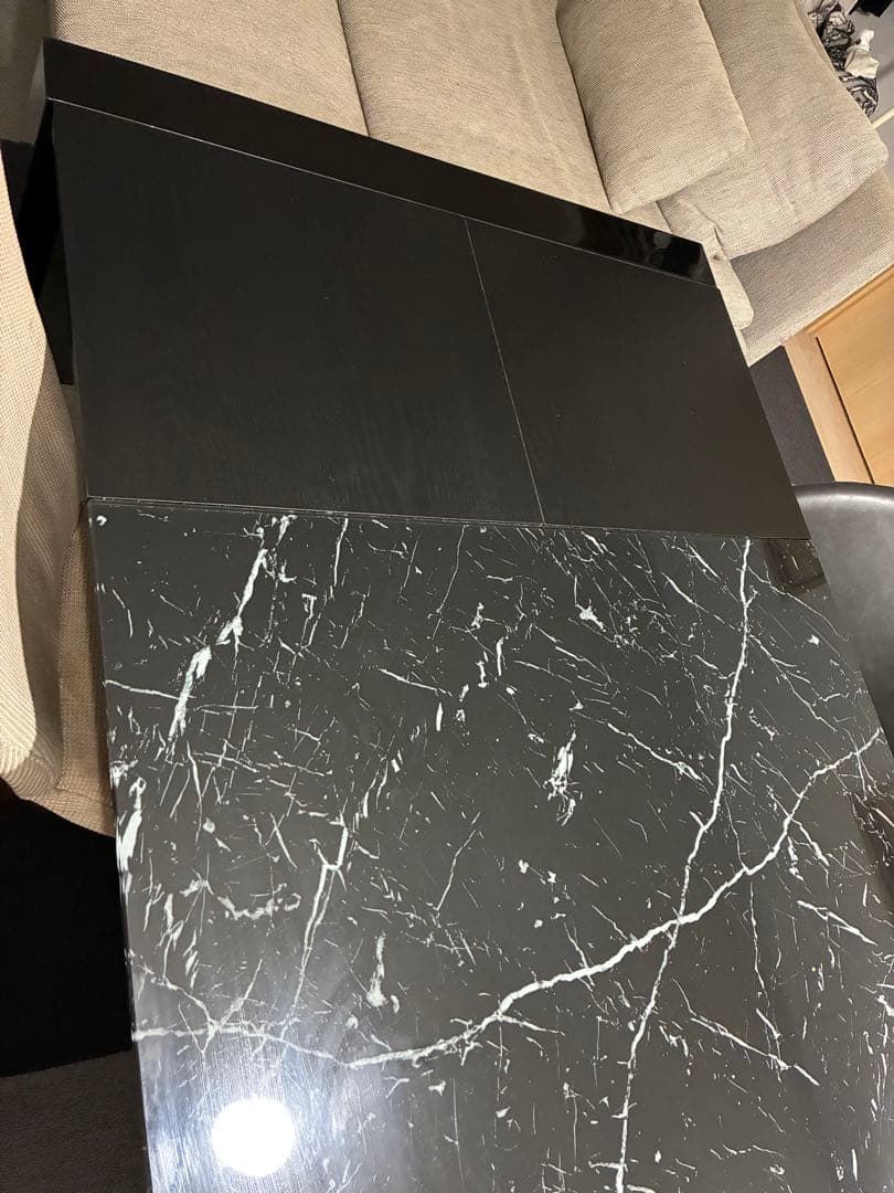 ニトリ 伸長式 ガラステーブル ブラック ※値引相談可