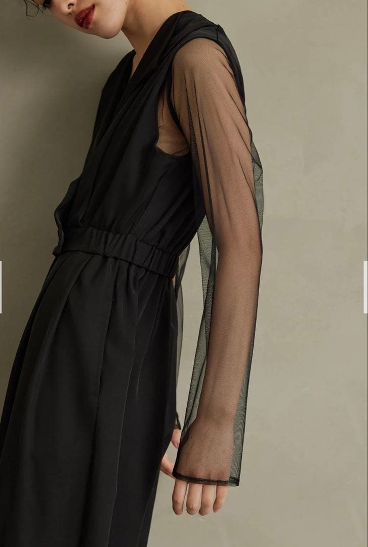 スタンドアウトカラーオールインパンツ パンツドレス L ブラック