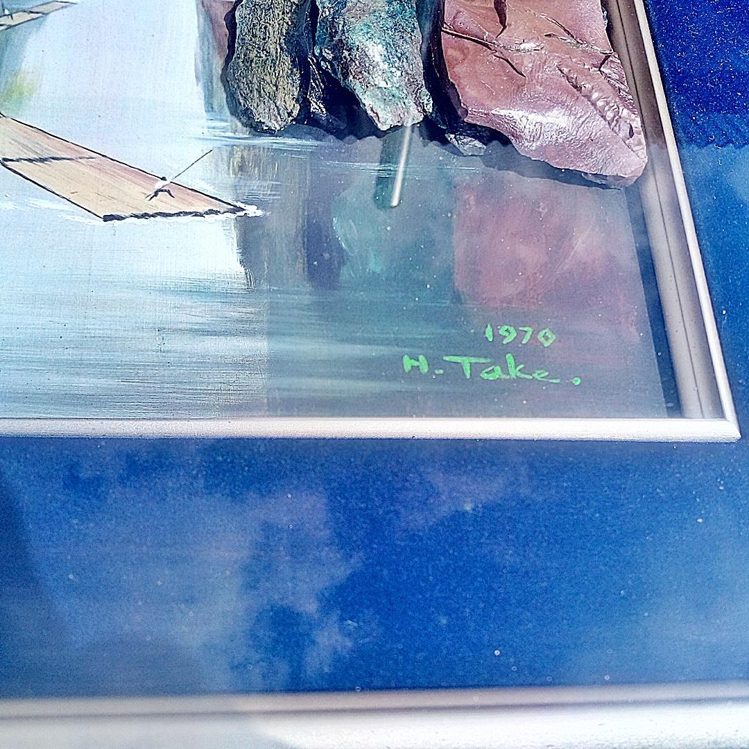 林武 天然石画 額縁 骨董品 アンティーク ストーンアート