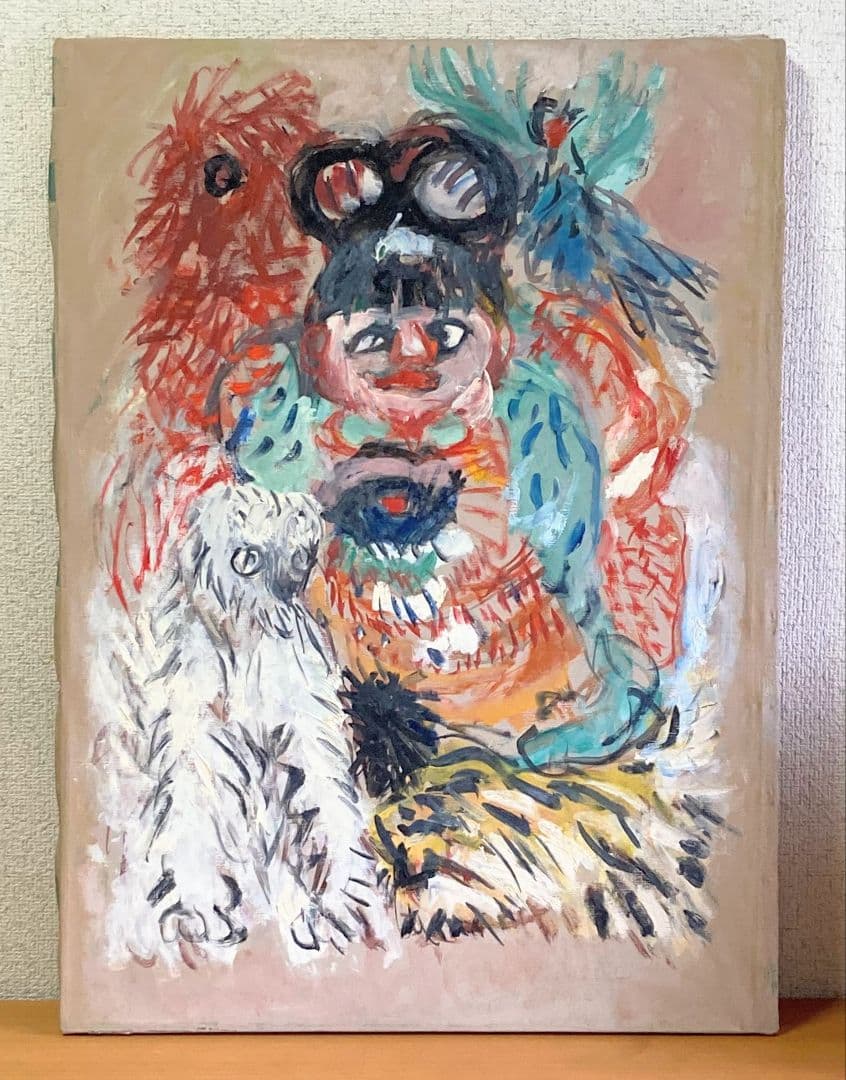 梅原龍三郎「桃太郎」（共シール）額装２０号●油彩画作品 共シール 大迫力です！●