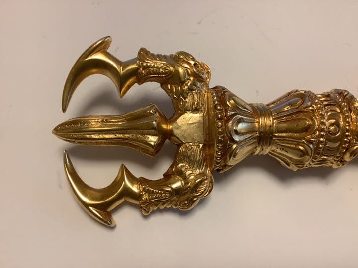 《SALE》 24金張り　三鈷杵　バジュラ　仏教　BIGサイズ　約23センチ　6