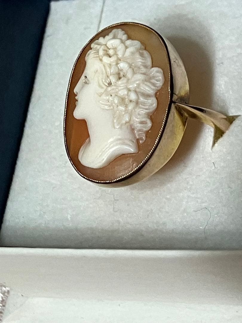 アンティーク　シェルカメオリング　9k