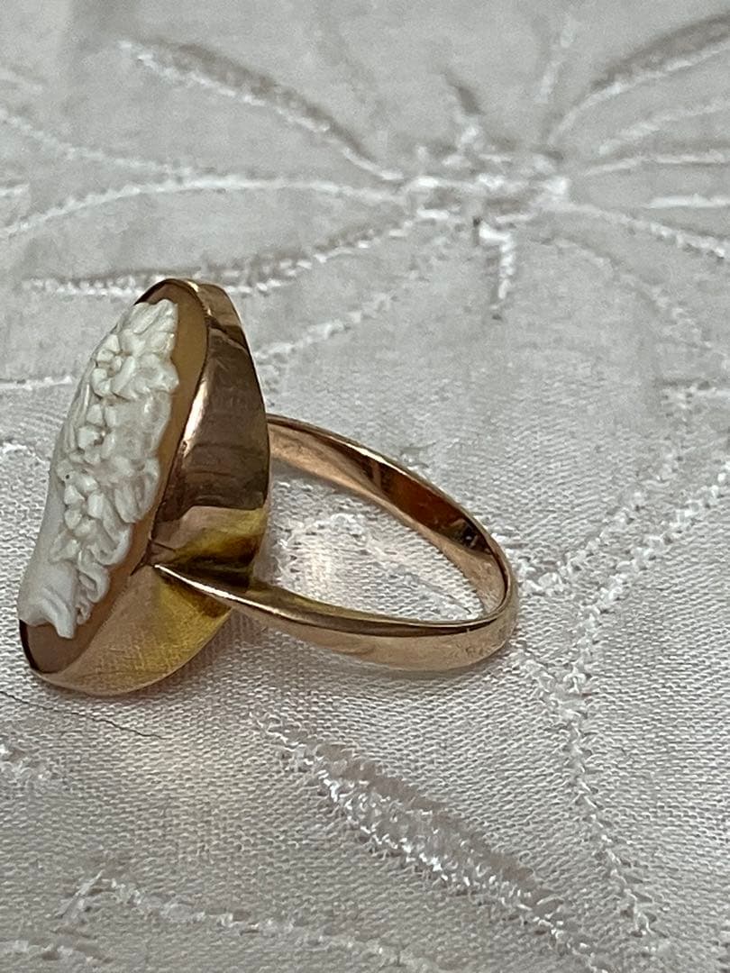 アンティーク　シェルカメオリング　9k