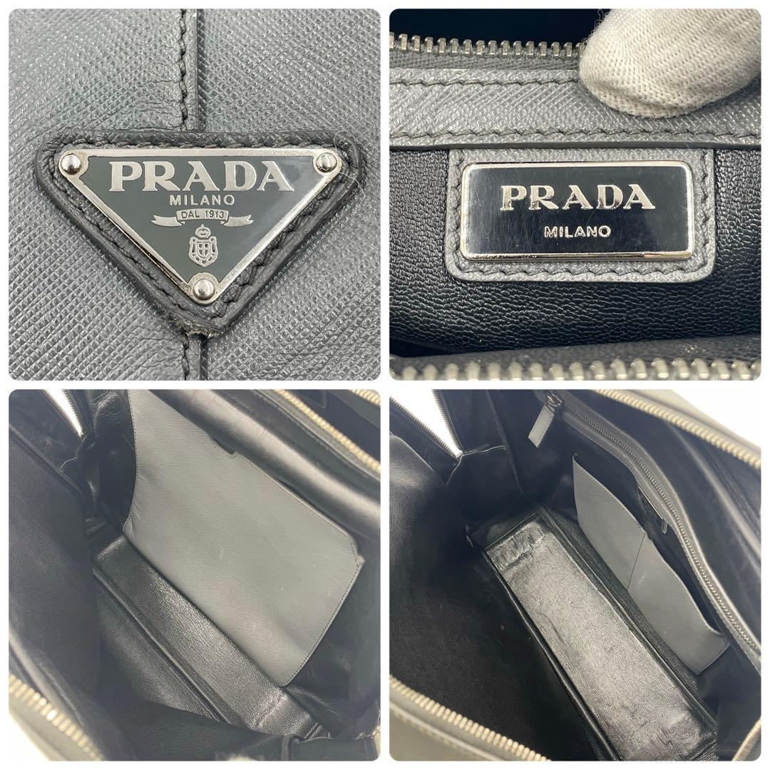 プラダ サフィアーノレザー 大容量 ビジネスバッグ ボストン 2室 三角ロゴ