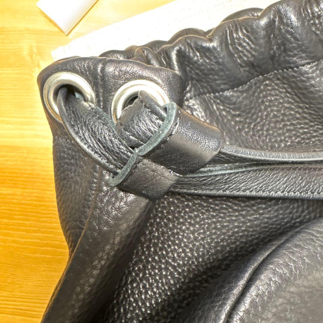 黒 レザー 巾着型ショルダーバッグ cian en paclam