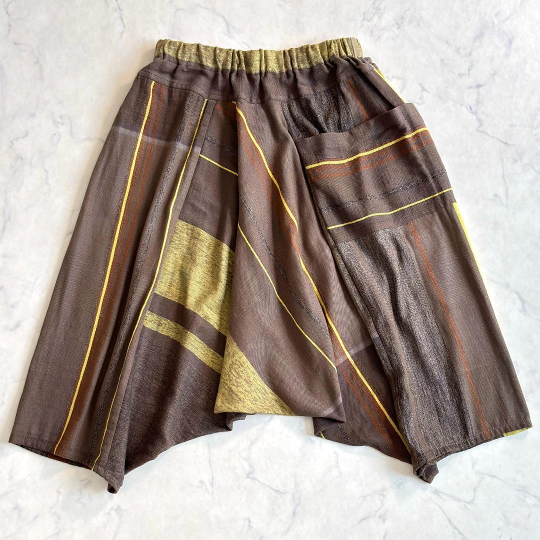 タマキニイメ サルエルパンツ タルンパンツ ブラウン イエロー rs3