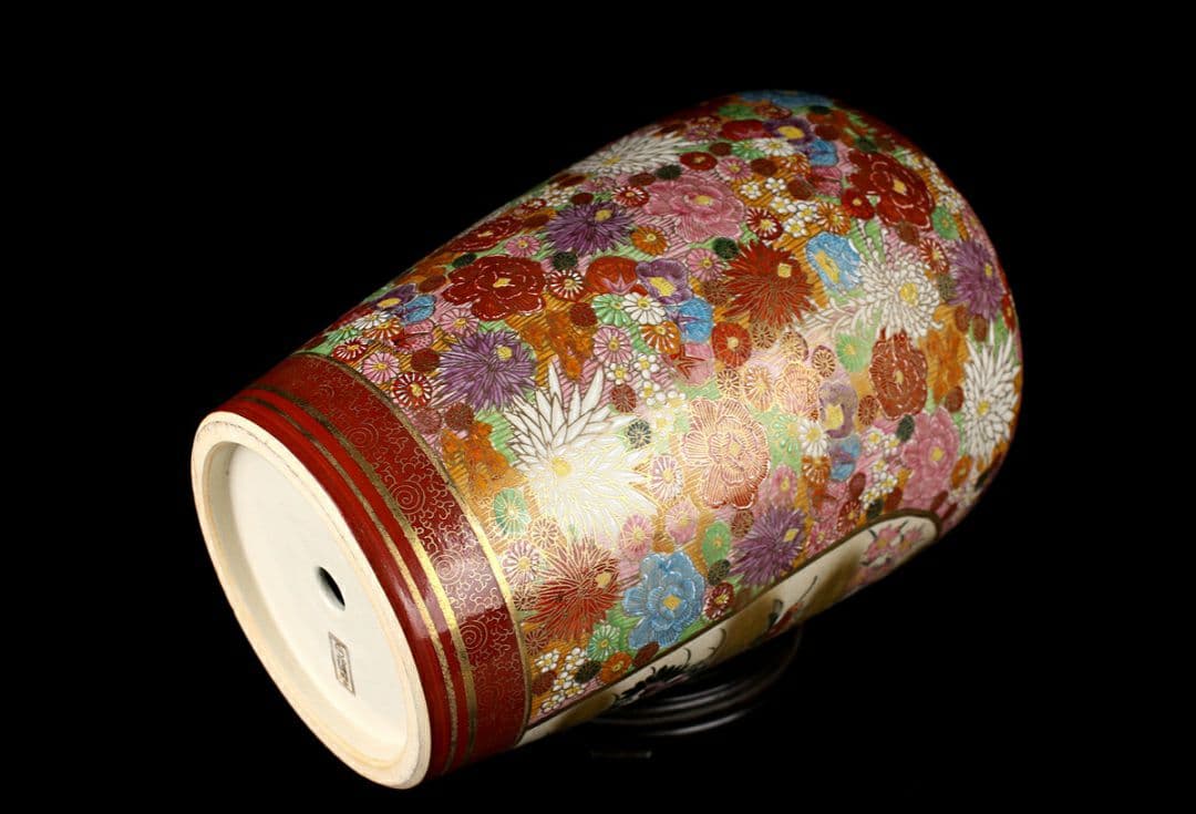 薩摩焼き 色絵金彩 丸十 大花瓶 高33cm - メルカリ