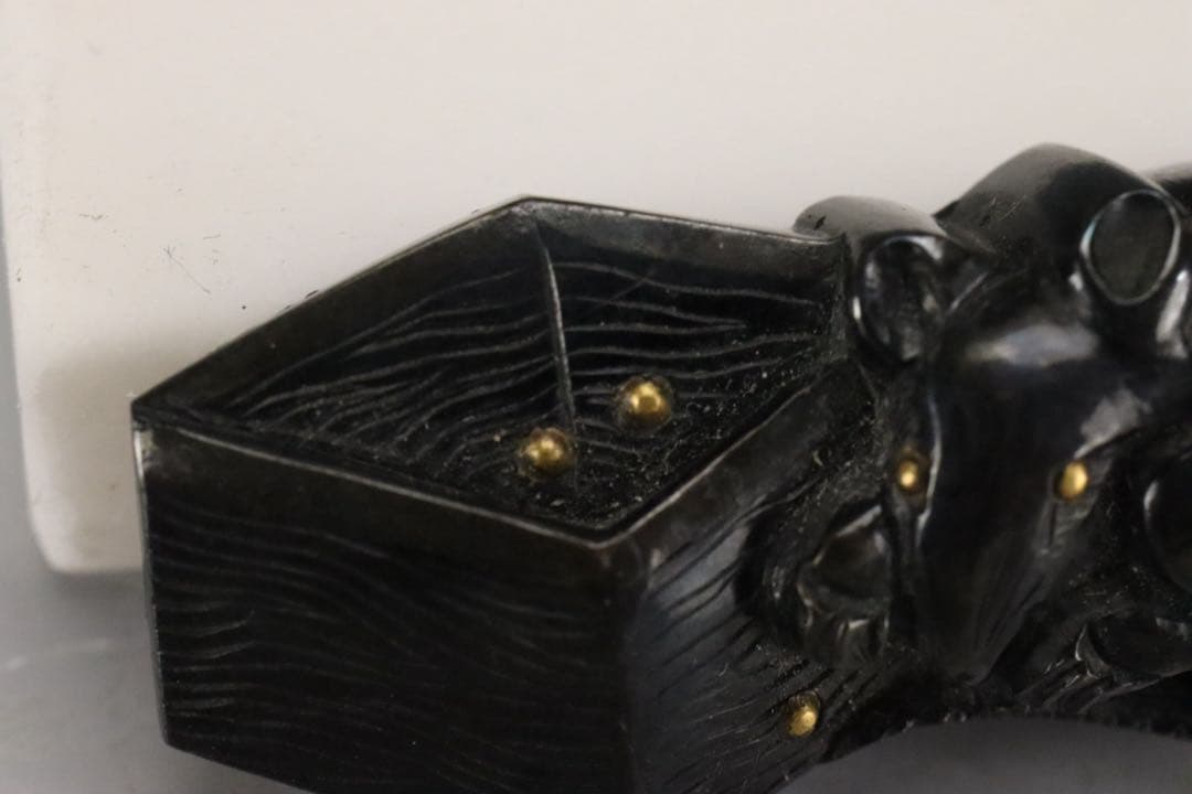 時代刀装具 無銘 京金工 桝に鼠図目貫 赤銅地 容彫 金色絵 保存刀装具鑑定書