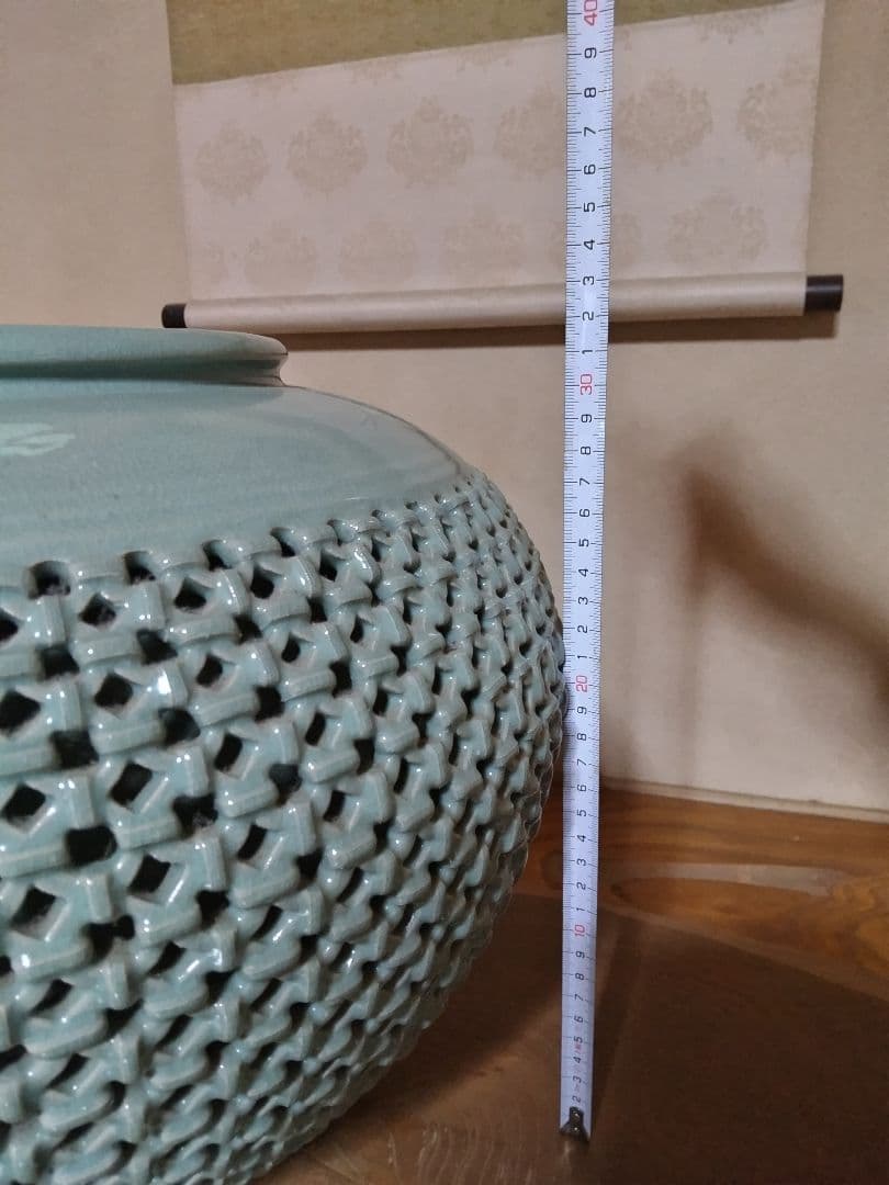 特大壺青磁床の間美品