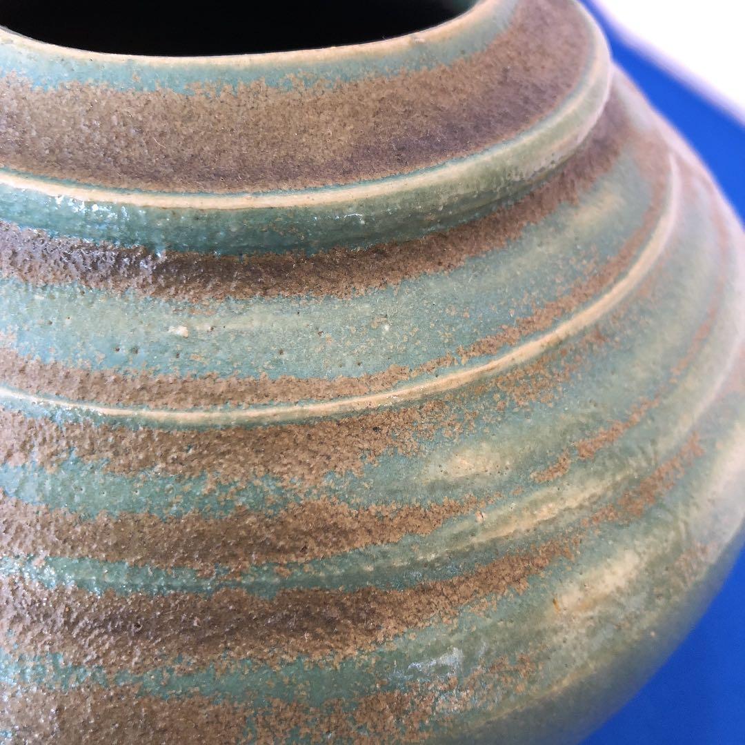 益子焼 濱田晋作 青釉花瓶