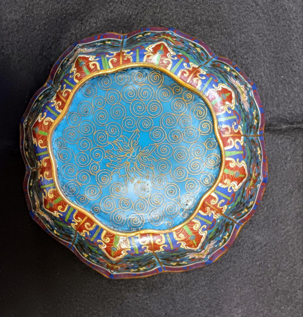 鉢 七宝焼き 倣古 置物 中国 大きい オブジェ 工芸品 インテリア 入れ物 器