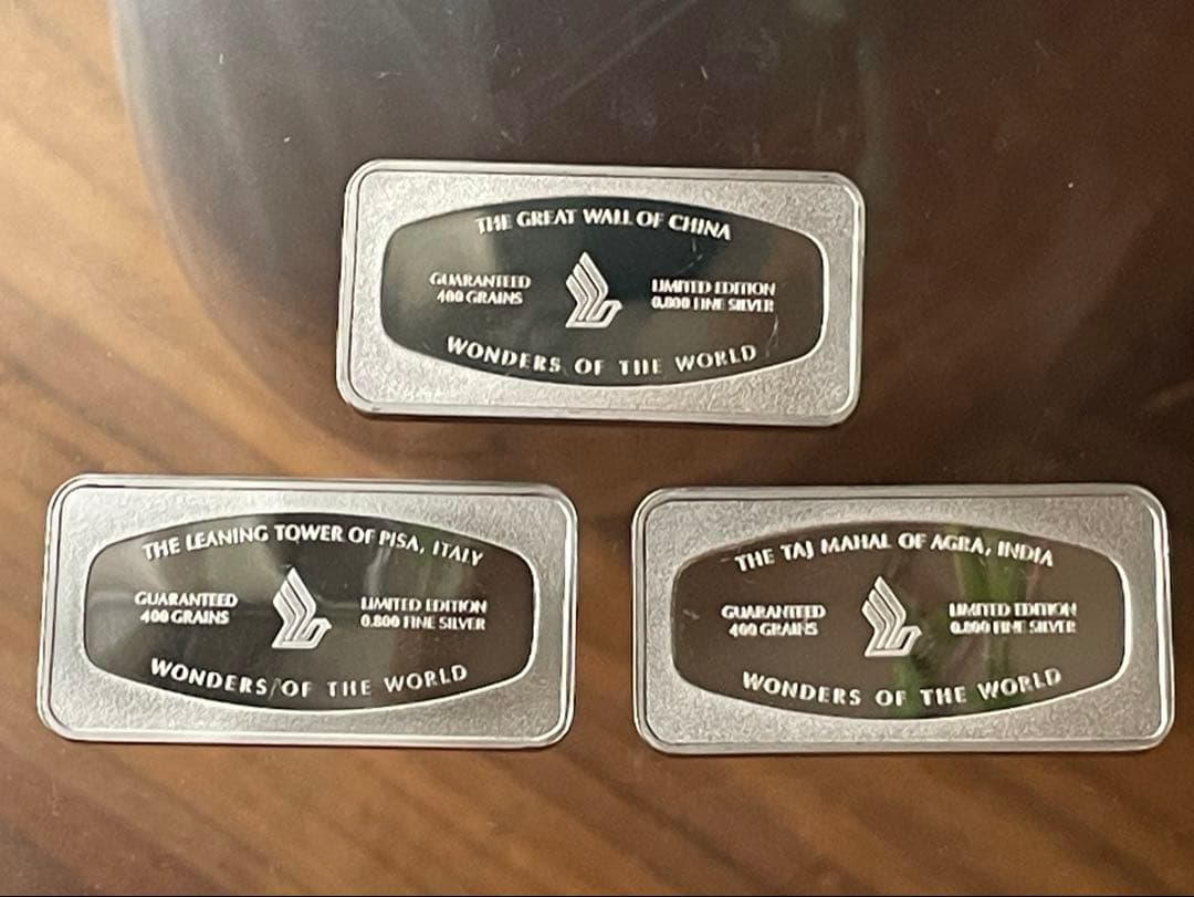 シンガポール航空 記念シルバー インゴット ＋1970年NZ記念コイン