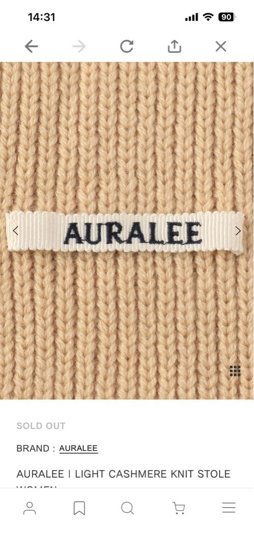 未使用】2025AURALEE カシミヤ リブ編み マフラー - メルカリ