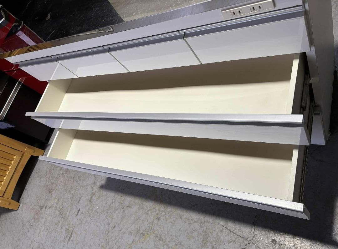 りん 昇光家具のステンレストップキッチンカウンターコンセントキャスター付き