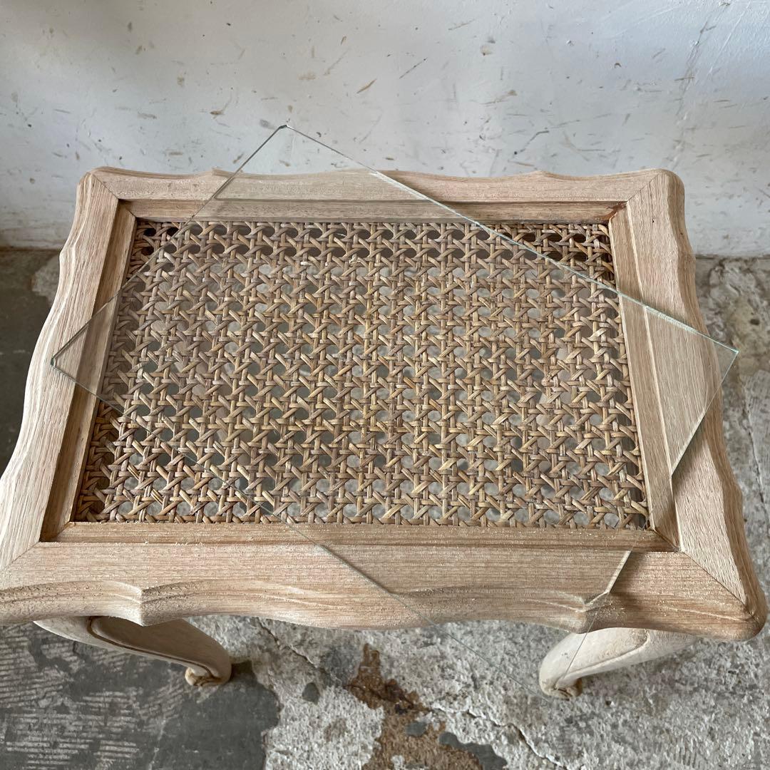 ガラストップサイドテーブル ガラストップベッドサイドテーブル 小 猫