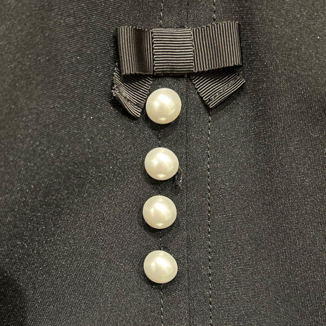 2023年モデル★エムズグレイシー　フレアスカート　パール　リボン　黒　40