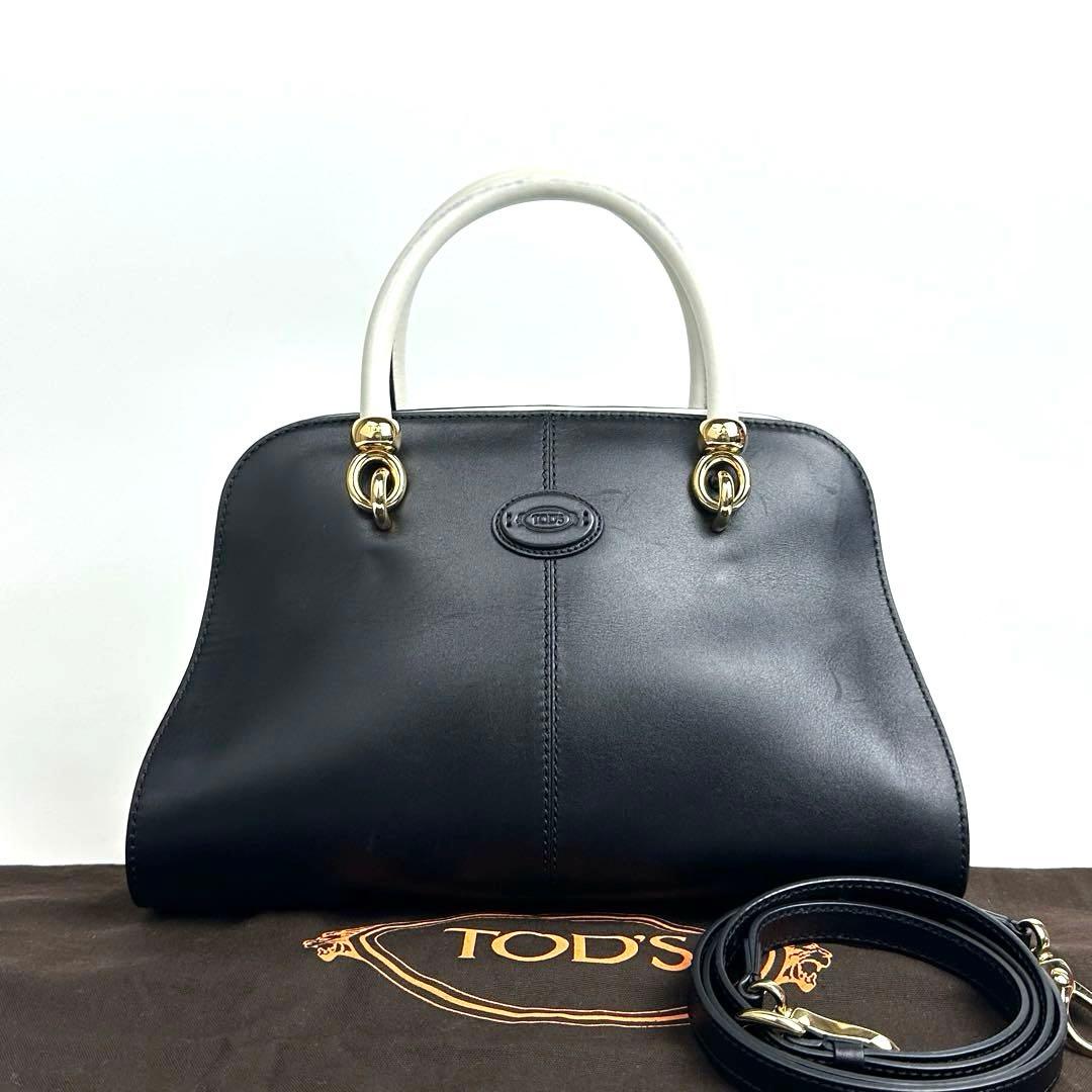 美品■トッズ セラ ハンドバッグ 2way 斜め掛け カーフレザー ゴールド金具