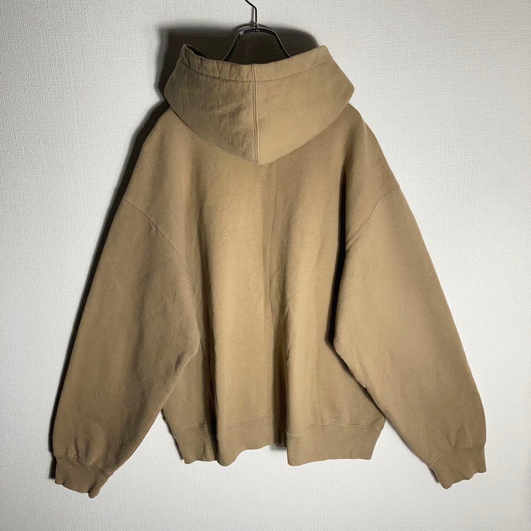 SUPREME フルジップパーカー スモールロゴ 刺繍 裏起毛 ベージュ L.