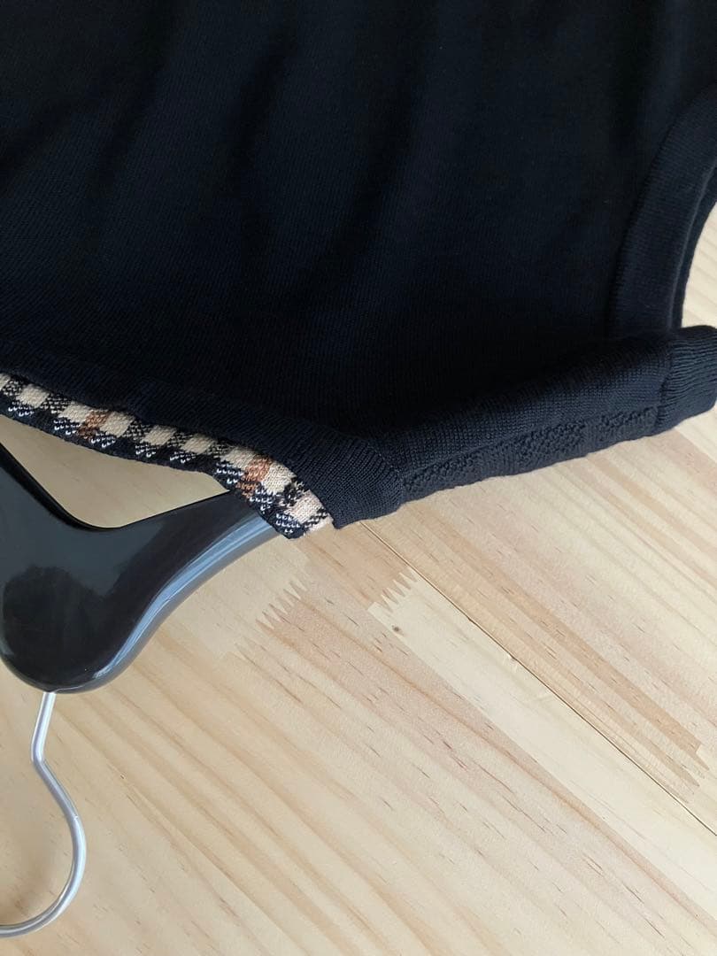 美品 DAKS ダックス ウール ニット ベスト ブラック ハウスチェック L
