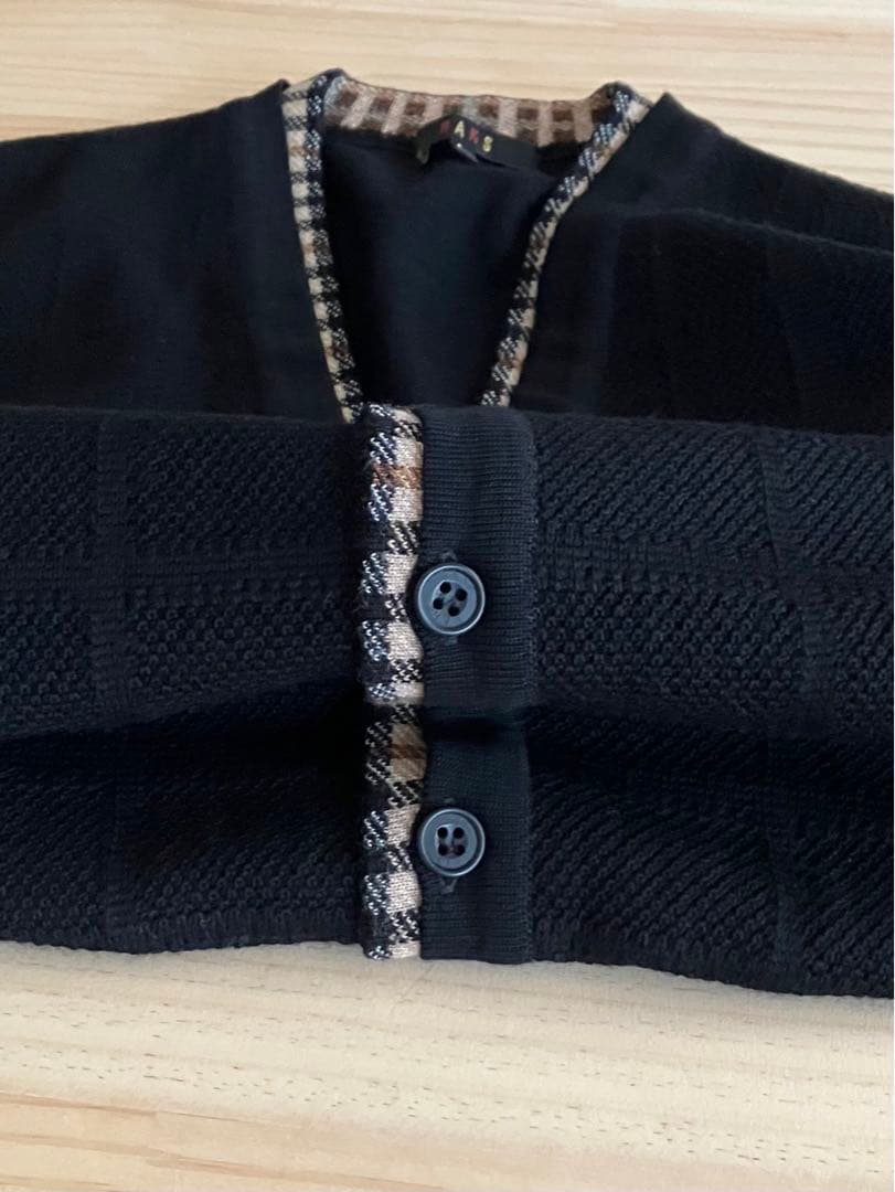 美品 DAKS ダックス ウール ニット ベスト ブラック ハウスチェック L