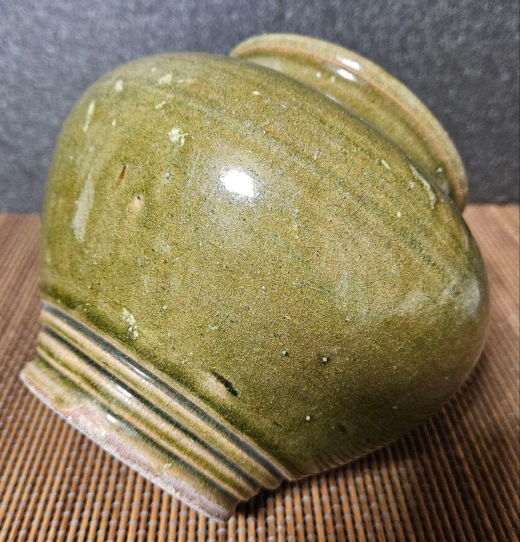 17世紀 中国古陶磁器 中国南方古陶磁器 安南 宋胡録 緑釉 壺 酒会壺 伝