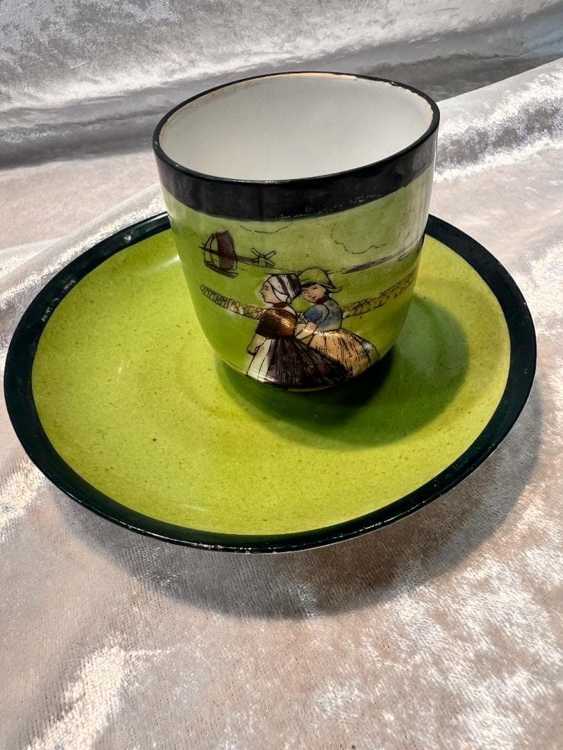 デミタスカップ＆ソーサー オランダの風景 人物 刻印あり デミタス