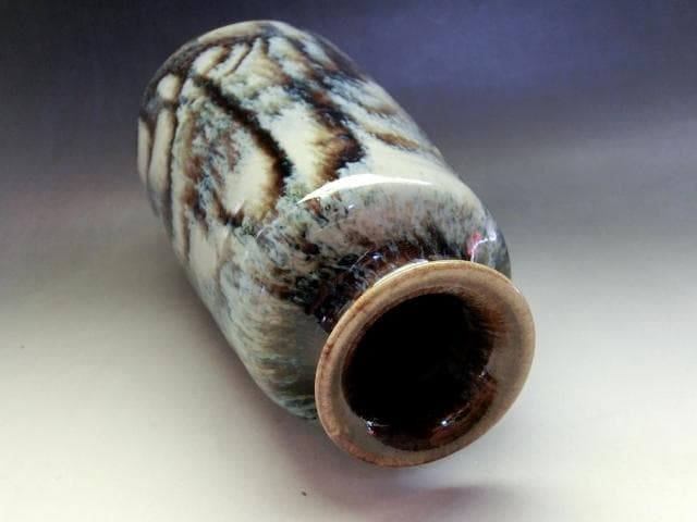 花瓶□釉斑ゆう 清水六兵衛 共箱 花器 花生け 京焼 古美術