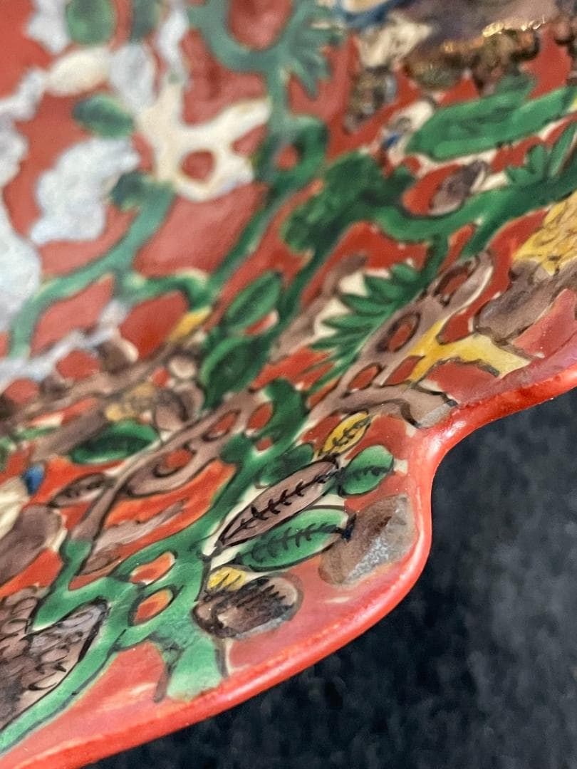 青木木米 赤絵菓子鉢 京焼 共箱 鉢 百寿老人紋 金彩 旧家蔵出 江戸期 美品