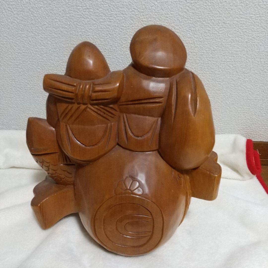七福神 恵比寿様と大黒様 木彫り置物 恵比寿大黒 - メルカリ