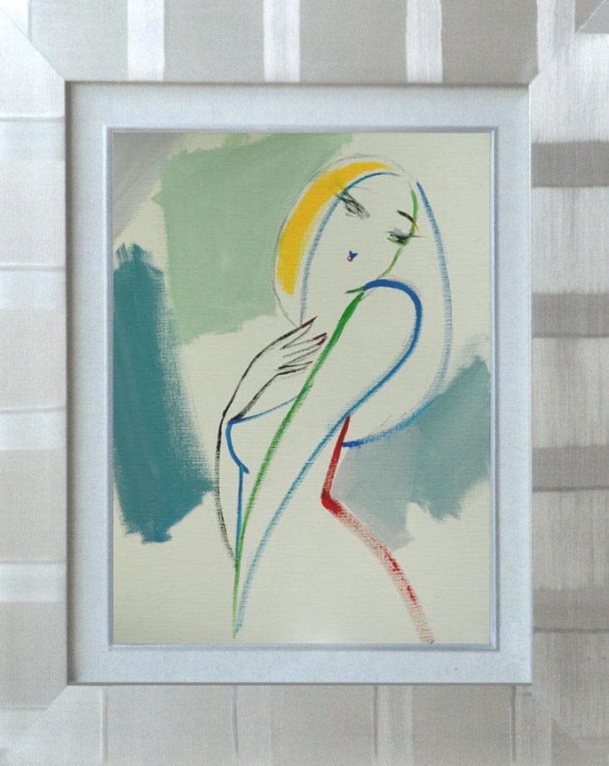 油絵 菅家令子 絵 絵画 インテリア 額付(白) F6-082611 人物 女性