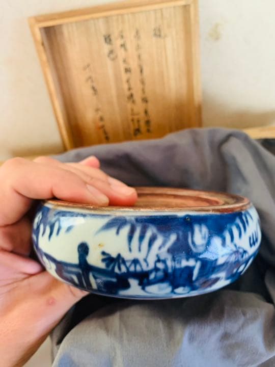 中国明時代染付(青花)の硯