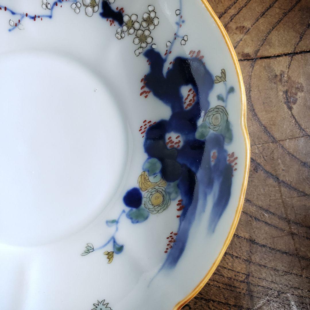 八花弁皿 染付 色絵付 取り皿 なます皿 岩 梅 菊 銘