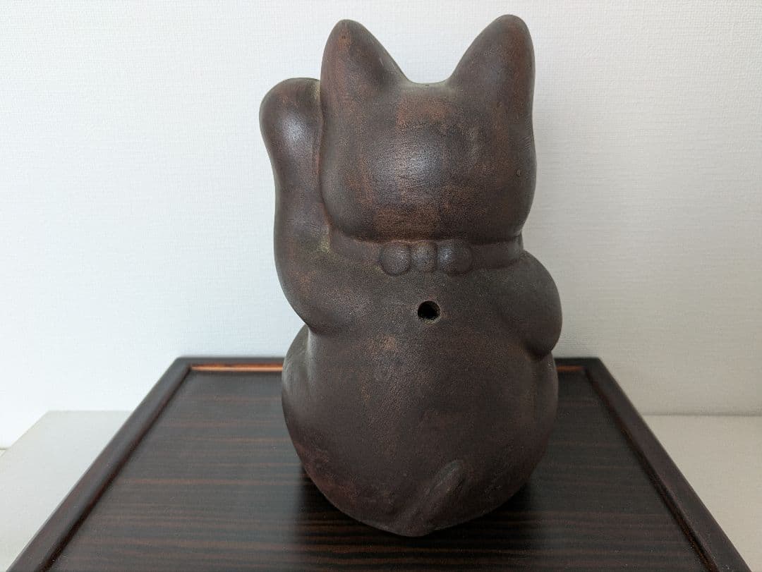 古備前 招き猫 銘有 在銘 置物 備前焼 まねき猫 陶器製