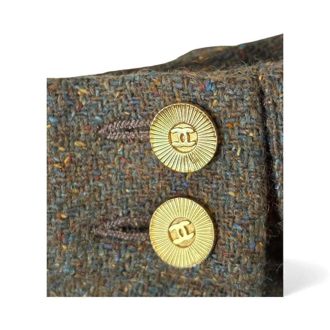 CHANEL シャネル　ツイードスカート　size42 グリーン