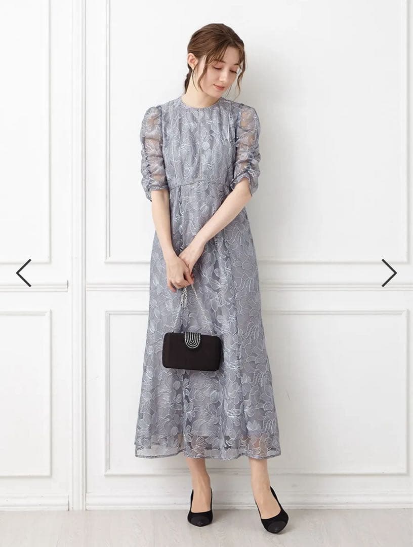 AIMER エンブロイダリーチュールパイピングドレス レースワンピース 結婚式