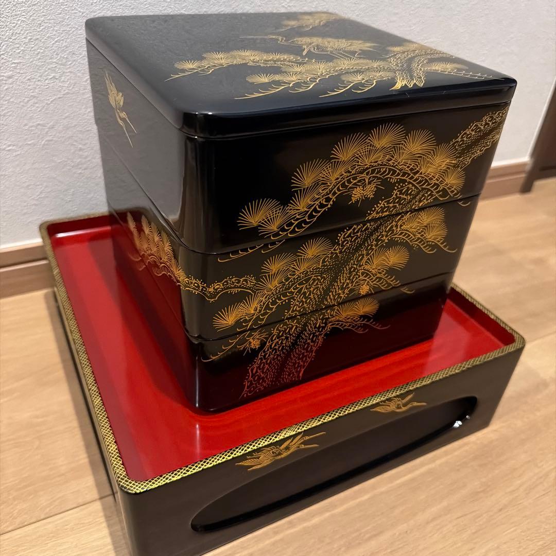 漆器重箱 松と鶴のデザイン - メルカリ