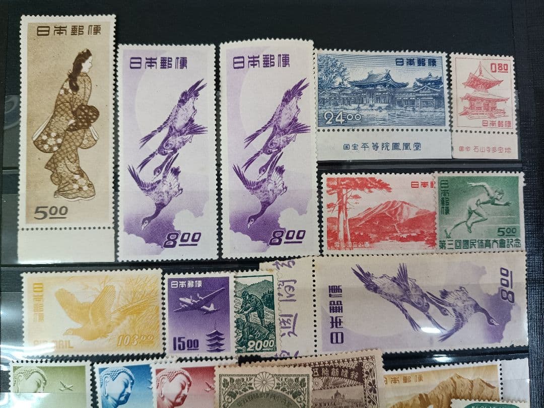 ○ 銭単位切手 未使用 見返り美人・月に雁・航空切手など 古い切手