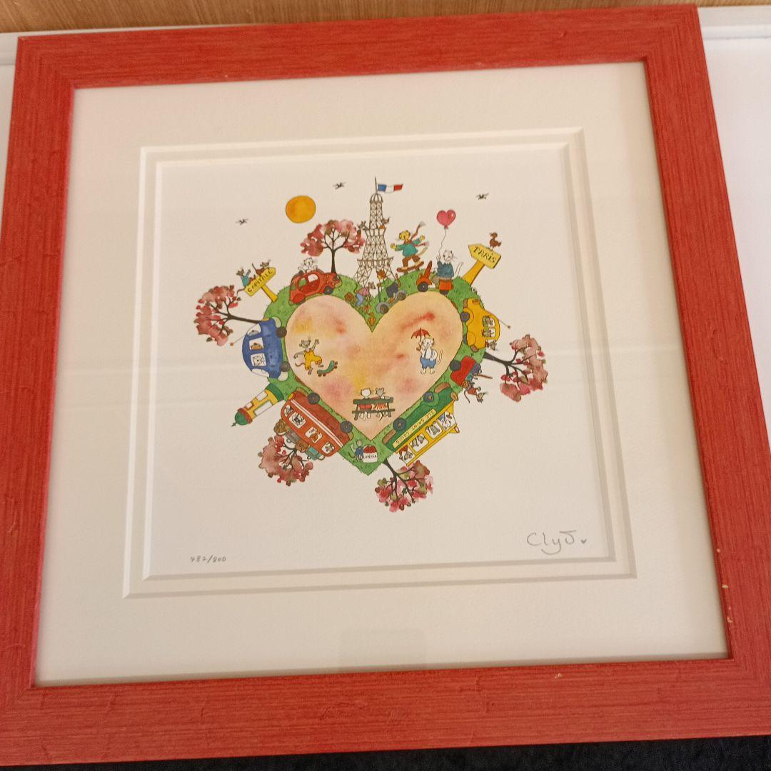 版画 額装 クリーブ (Clyv)『パリのハート』