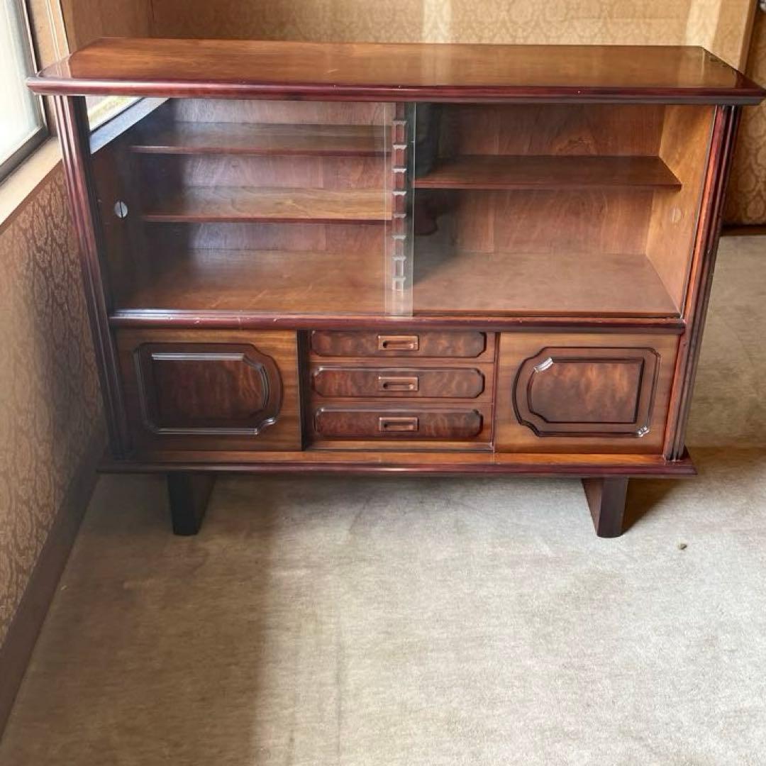 ヴィンテージ レトロ 木製 ガラス扉 キャビネット サイドボード