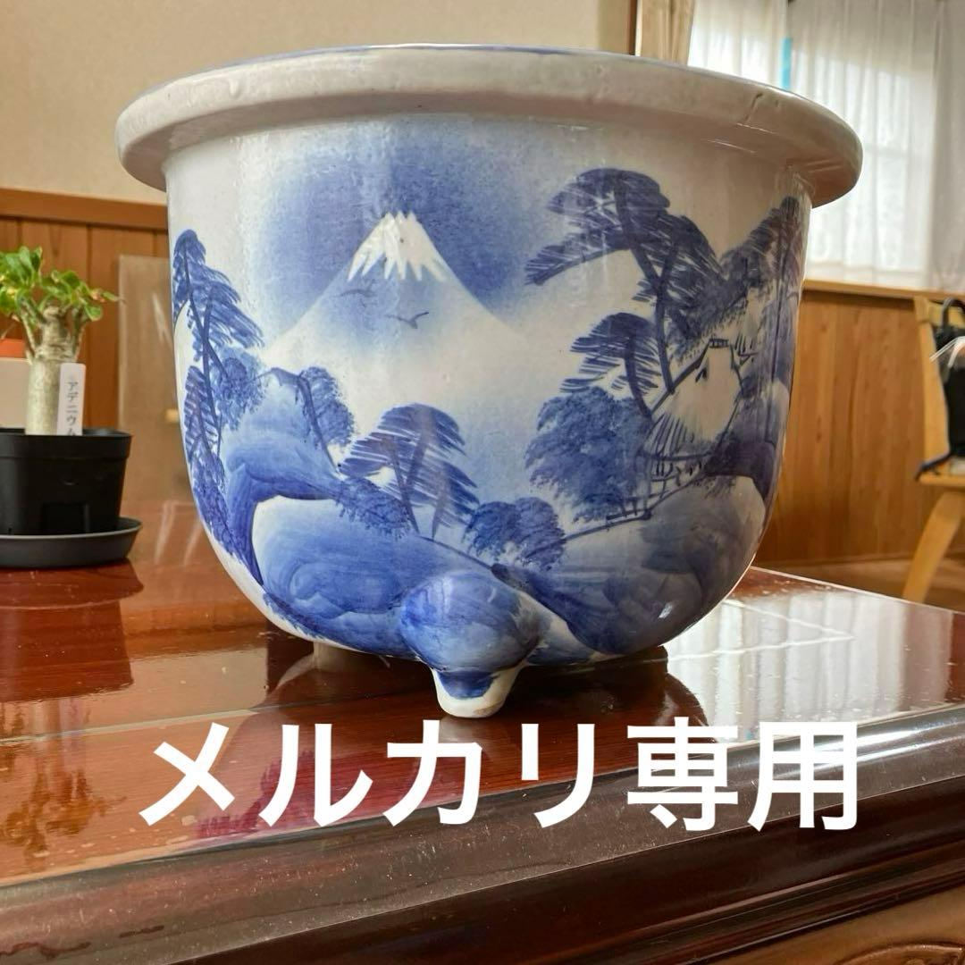 骨董品の盆栽鉢｜盆栽鉢 礼峰造 57㎝ 在銘 盆