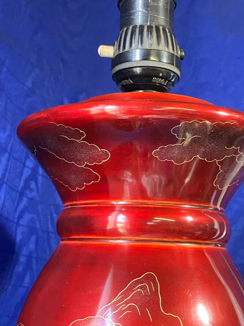 電気スタンド　ビンテージ　漆風　ラデン細工