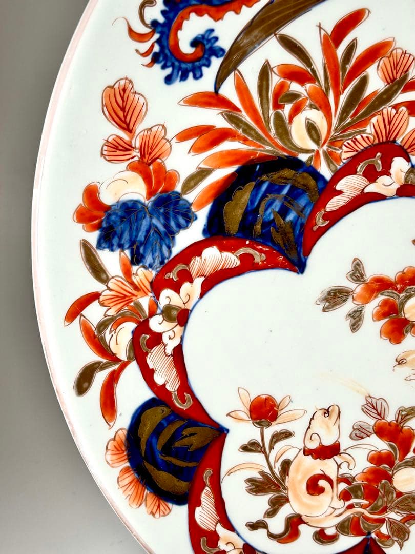 悲劇の精磁会社 染錦唐子鳳凰文大皿 明治伊万里 有田焼