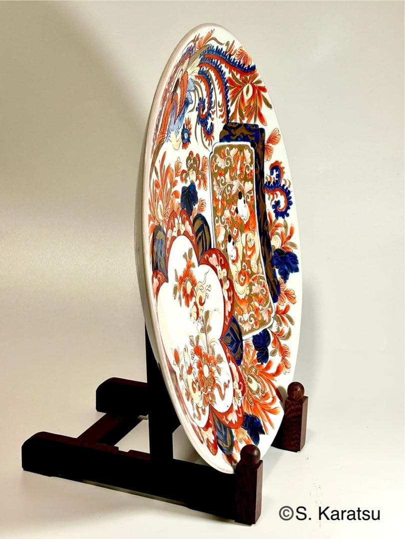 悲劇の精磁会社 染錦唐子鳳凰文大皿 明治伊万里 有田焼