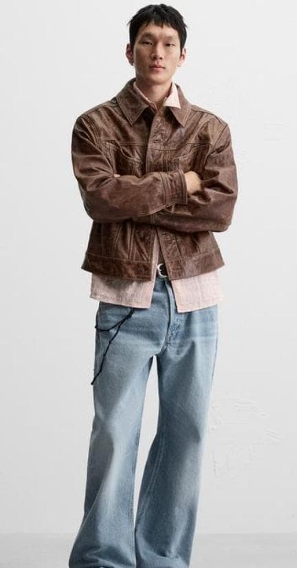 ウォッシュド フェイクレザー ZARA ウォッシュドレザージャケット