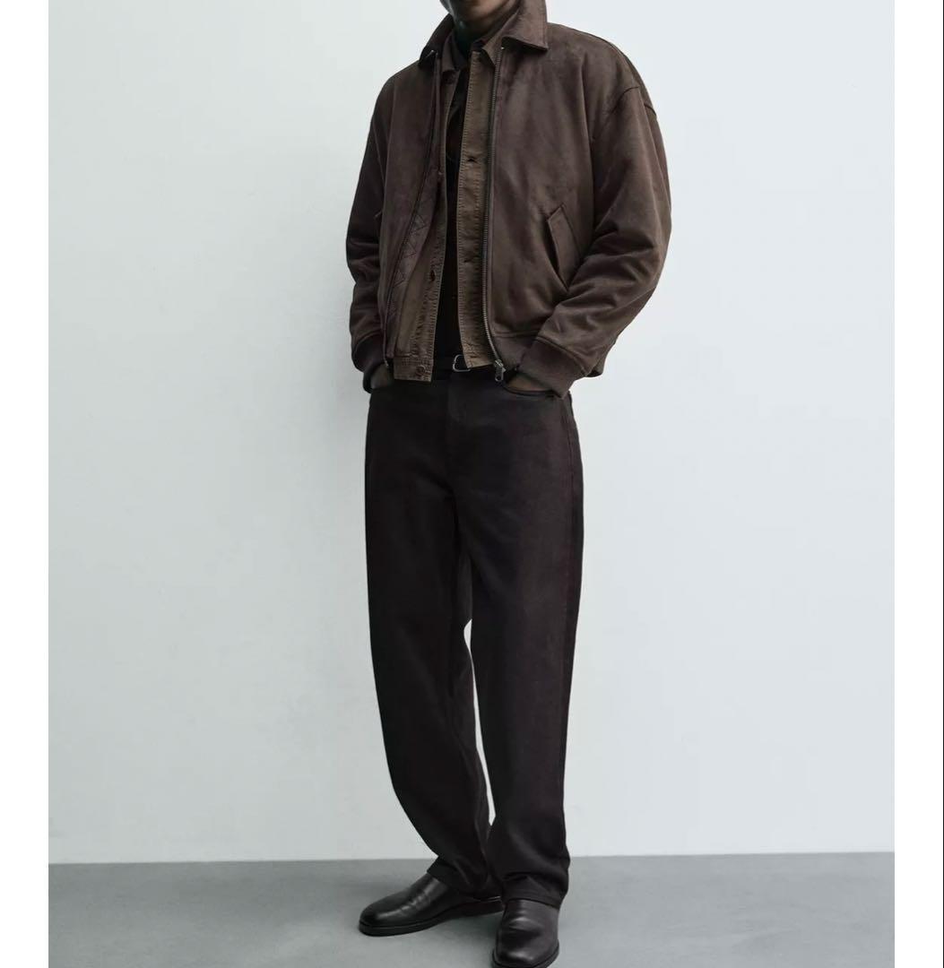 ZARA フェイクスエードキルティングジャケット アウターL 値引きしま